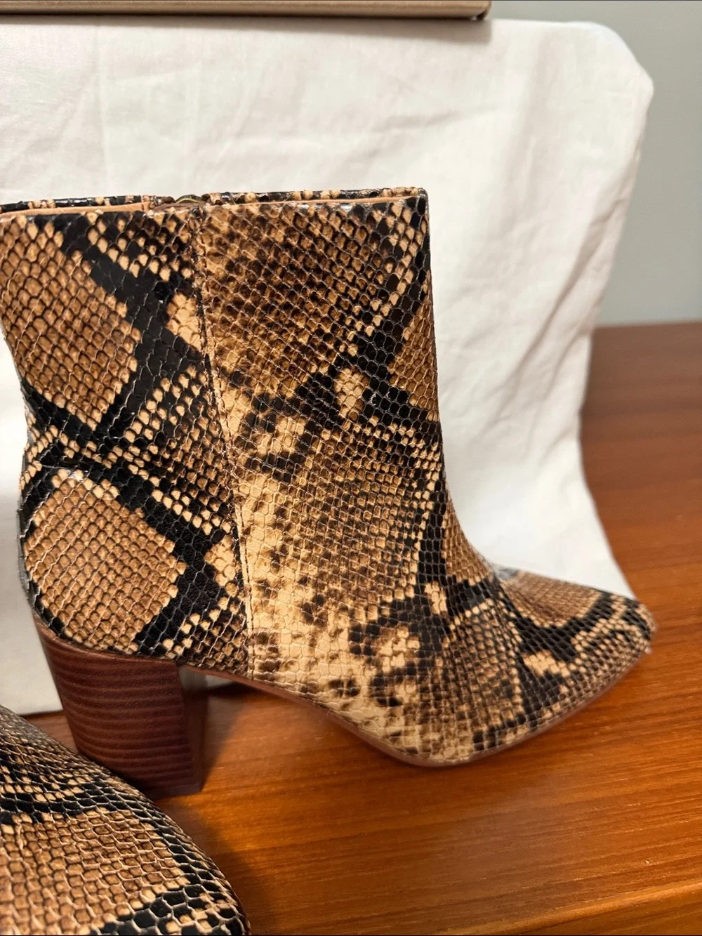 Madewell Brown Snake-Print Ankle Booties